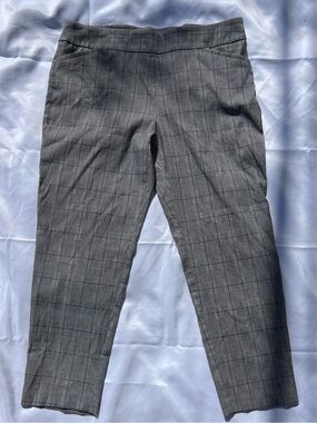 Gray Windowpane Plaid Dress Pants slip on